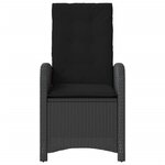 vidaXL Chaise inclinable de jardin avec coussins noir résine tressée