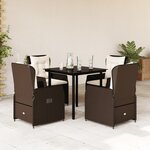 vidaXL Ensemble à manger de jardin 5 Pièces et coussins marron poly rotin