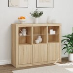 vidaXL Buffets avec lumières LED 3 Pièces chêne sonoma bois d'ingénierie