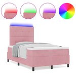 Lit Box Spring vidaXL avec Matelas & LED Rose 120x190 cm Velours