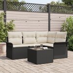 Ensemble de canapé de jardin de 4 pièces avec coussins marron poly rotin