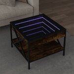 vidaXL Table basse avec LED Infinity chêne fumé 50x50x38 cm