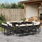 vidaXL Ensemble à manger de jardin 11 Pièces coussins noir résine tressée
