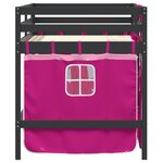 vidaXL Lit mezzanine enfants et rideaux rose 90x190cm bois pin massif