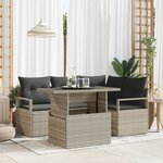 Ensemble de Canapés de Jardin vidaXL 5 pièces avec Coussins Gris Clair en Poly Rattan
