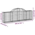 vidaXL Paniers à gabions arqués 5 Pièces 200x30x60/80 cm Fer galvanisé