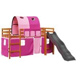 vidaXL Lit mezzanine enfants avec tunnel rose 90x200cm bois pin massif