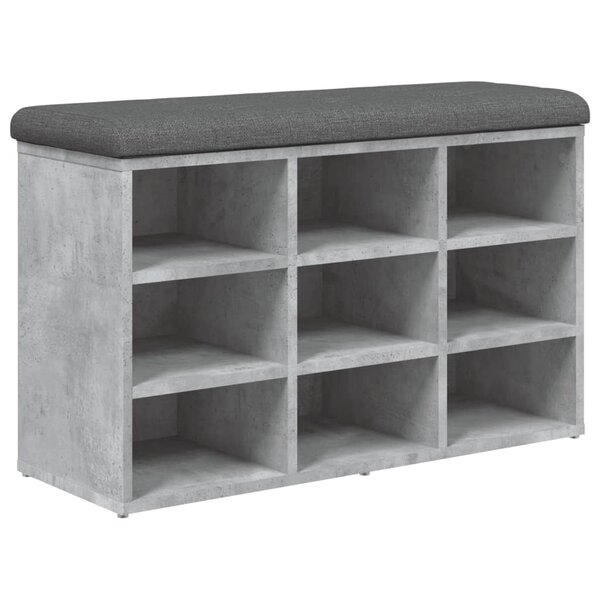 vidaXL Banc à chaussures gris béton 82x32x50 cm bois d'ingénierie