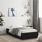vidaXL Cadre de lit avec tiroirs sans matelas noir 90x200 cm