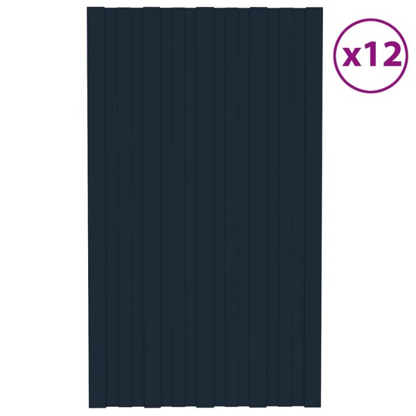 vidaXL Panneaux de toiture 12 Pièces Acier galvanisé Anthracite 80x45 cm