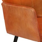 vidaXL Chaise à oreilles avec repose-pied Brun roux Cuir véritable