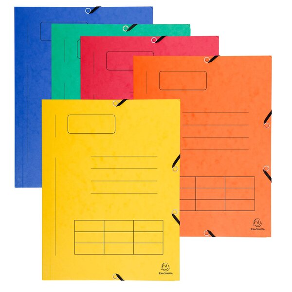 Chemise À Élastique Imprimée 3 Rabats Carte Lustrée 355gm2 - A4 - Couleurs Assorties - X 50 - Exacompta