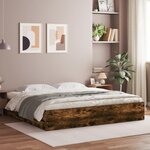 vidaXL Cadre de lit avec tiroirs sans matelas chêne fumé 180x200 cm