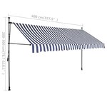 vidaXL Auvent manuel rétractable avec LED 400 cm Bleu et blanc