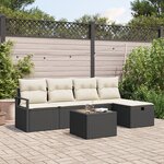 Set de Canapé de Jardin vidaXL 6 Pièces avec Coussins Noir en Poly Rattan