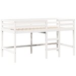 vidaXL Lit superposé et échelle et toit blanc 90x200cm bois pin massif