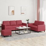 vidaXL Ensemble de canapés 3 Pièces et coussins Rouge bordeaux Similicuir