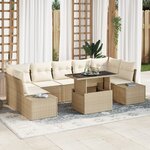 vidaXL Ensemble de salon de jardin 8 pièces avec coussins beige en poly rotin