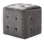 vidaXL 2 Pièces Poufs Gris 30 x 30 x 30 cm Tissu velours