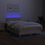 vidaXL Sommier à lattes de lit avec matelas LED Crème 120x200 cm Tissu