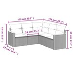 vidaXL Salon de jardin 5 Pièces avec coussins noir résine tressée