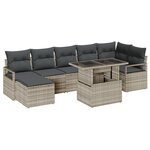 Ensemble de canapé de jardin vidaXL 8 pièces avec coussins Gris Clair Poly Rotin
