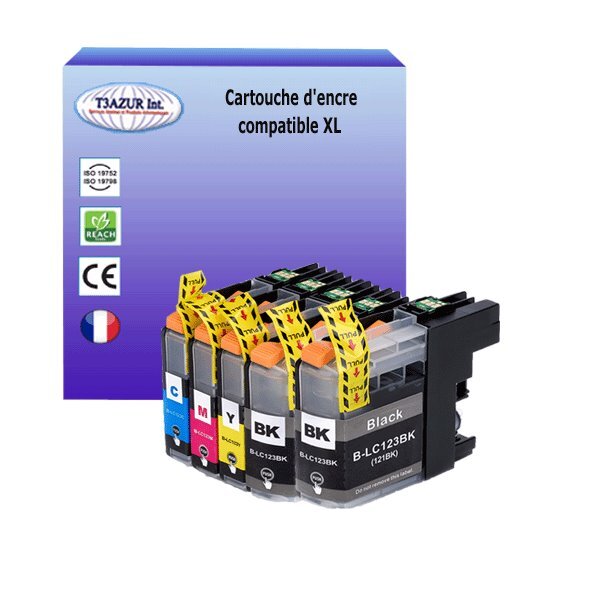 T3AZUR- 5x Cartouches compatibles avec Brother LC123XL
