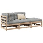 vidaXL Salon de jardin 3 Pièces avec coussins bois de pin massif