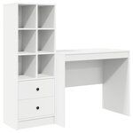 vidaXL Bureau avec rangement en bois d'ingénierie blanc