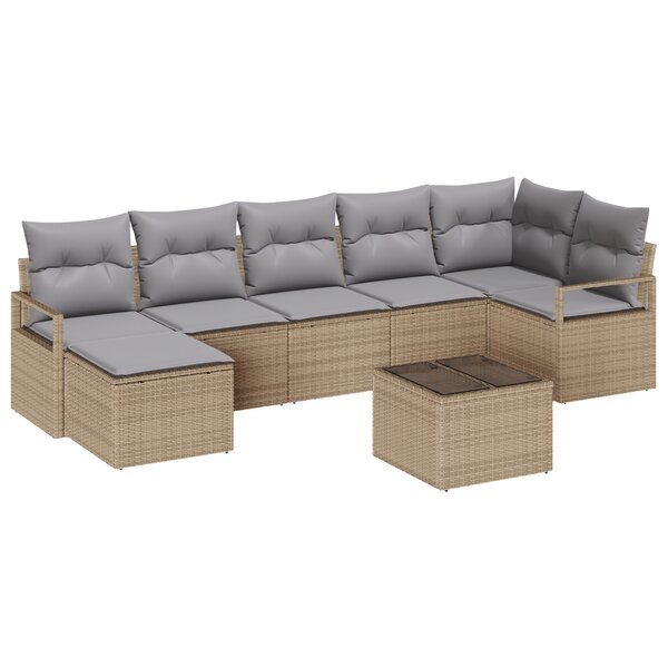 Ensemble de Canapé de Jardin 8 Pièces avec Coussins Noir Rattan Poly