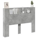 vidaXL Armoire tête de lit avec LED gris béton 140x16 5x103 5 cm
