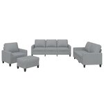 vidaXL Ensemble de canapés 4 Pièces avec coussins Gris clair Tissu