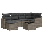 vidaXL Salon de jardin avec coussins 7 Pièces gris résine tressée
