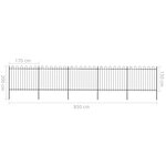 Vidaxl clôture de jardin avec dessus en cerceau acier 8 5 x 1 5 m noir