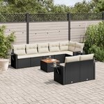 vidaXL Salon de jardin 9 Pièces avec coussins noir résine tressée