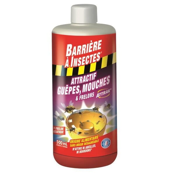 Appât pour Pieges a Guepes, Frelons, Mouches et Moucherons ATTRAK' - Concentré 500 mL