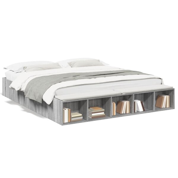 vidaXL Cadre de lit sans matelas sonoma gris 200x200 cm