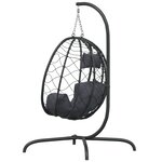 vidaXL Chaise suspendue en forme d'œuf avec coussin Anthracite