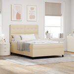 vidaXL Lit à sommier tapissier avec matelas Crème 140x200 cm Tissu