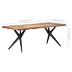 vidaXL Table à manger 200x90x76 cm Bois de récupération massif