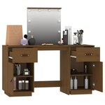 vidaXL Ensemble de coiffeuse avec LED Marron miel Bois de pin solide
