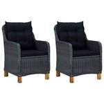vidaXL Salon de jardin 3 Pièces avec coussins résine tressée gris foncé