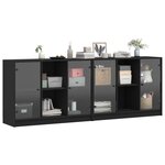 vidaXL Bibliothèque avec portes noir 204x37x75 cm bois d'ingénierie