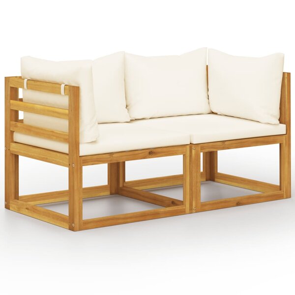 vidaXL Banc de jardin à 2 places avec coussins blanc crème