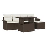 vidaXL Ensemble de Canapés de Jardin 6 Pièces avec Coussins Marron Poly Rattan