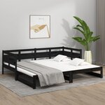 vidaXL Lit coulissant sans matelas noir 2x(90x190) cm