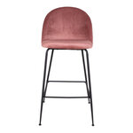 Chaise de bar en velours rose avec pieds noirs