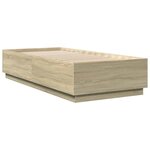 vidaXL Cadre de lit avec lumières LED chêne sonoma 90x200 cm