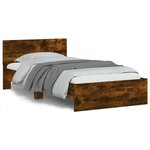 vidaXL Cadre de lit sans matelas avec tête de lit chêne fumé 100x200cm