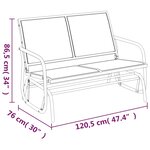 vidaXL Banc oscillant de jardin marron 120 5x76x86 5cm textilène/acier